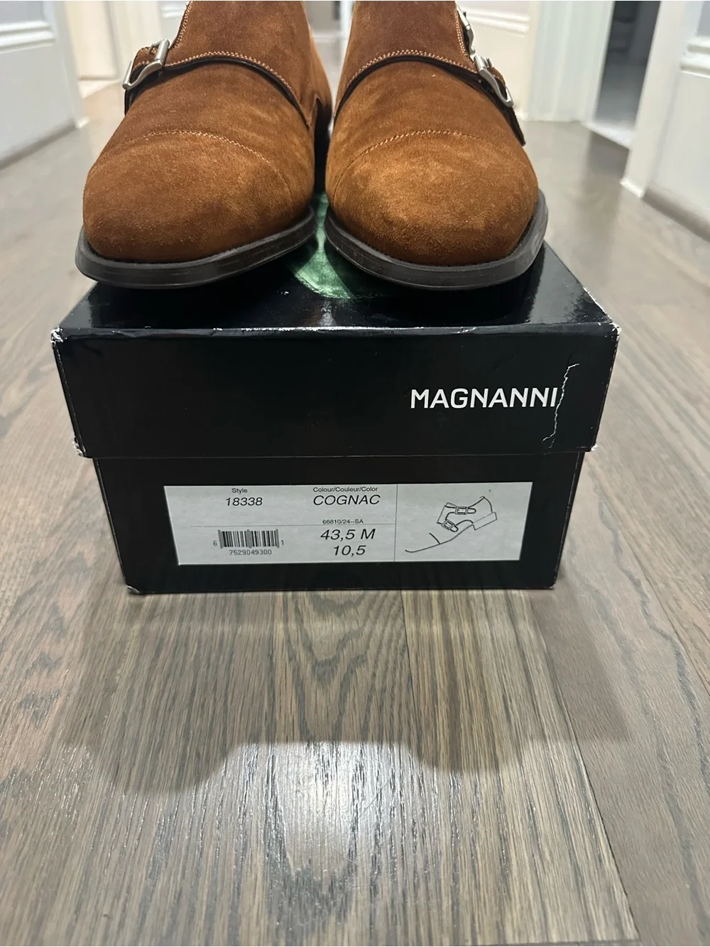 Magnanni Cognac Suede Double Monk Strap Oxfords